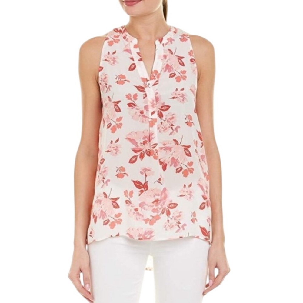 Joie Aruna Floral Sleeveless Silk Blouse Tank Top White Pink‎ Womens Small NWT - Picture 4 of 10